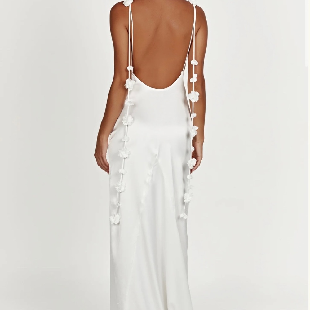 Meshki Elenora rose gown in white, size small